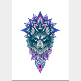 Wolf Mandala Posters and Art